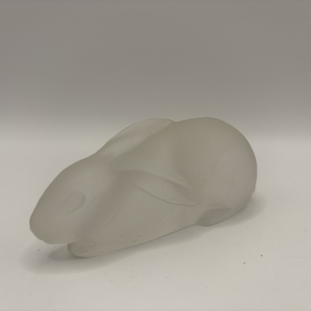 Vintage Desna Frosted Glass, Art Deco Rabbit Figurine Czech 3.25in x 2in